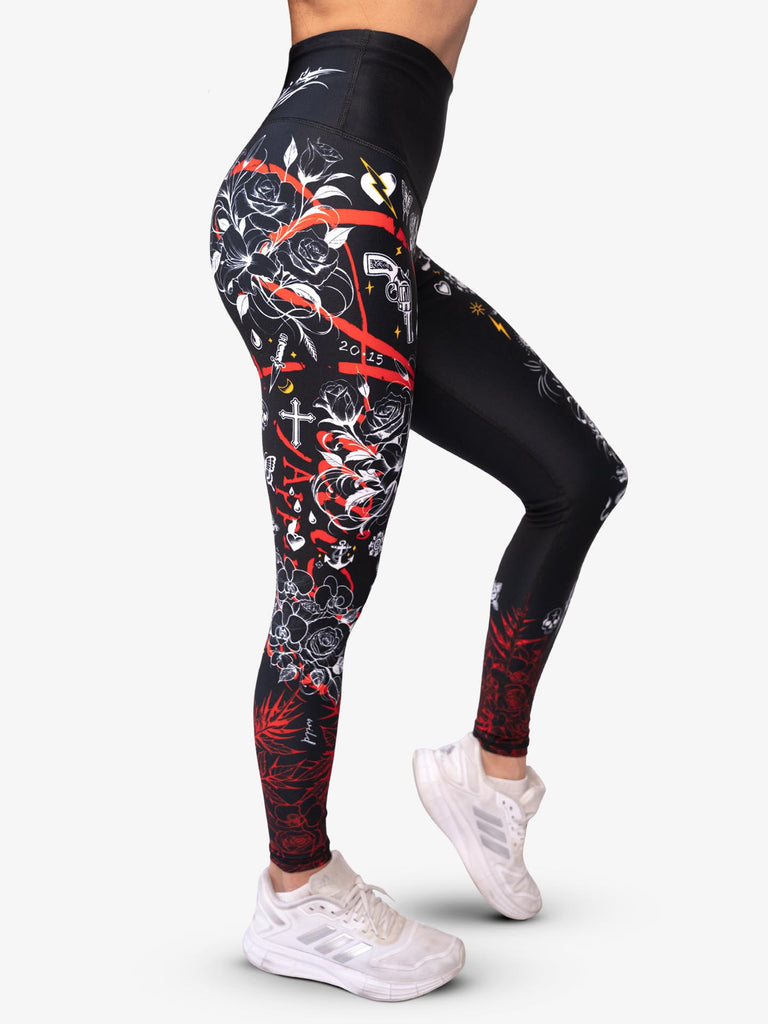 Anarchy Apparel Compression Leggings, Inked Athletica Black